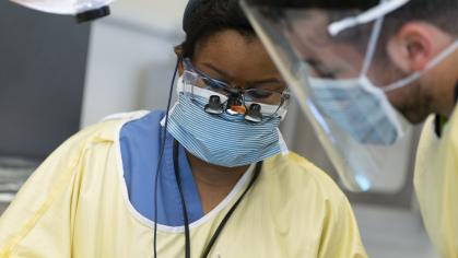 student in clinic